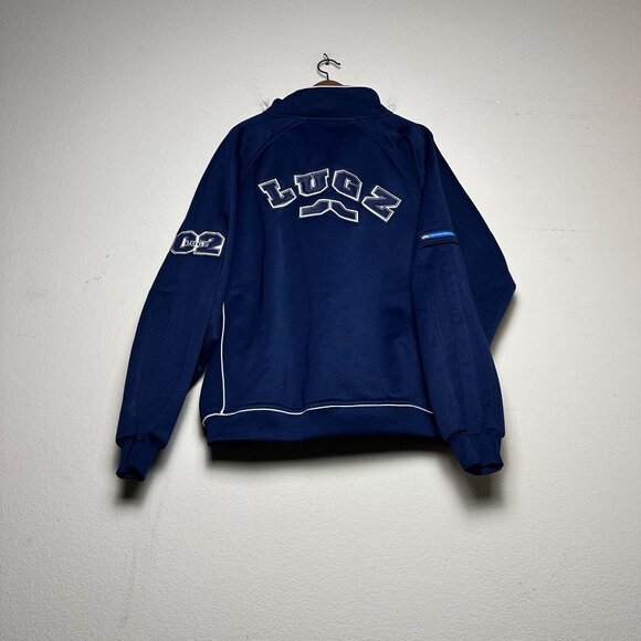 VTG Y2K Lugz Sweater Zip Up Sweater Men Blue XL Gymwear Indie 00s Retro White - Picture 2 of 14